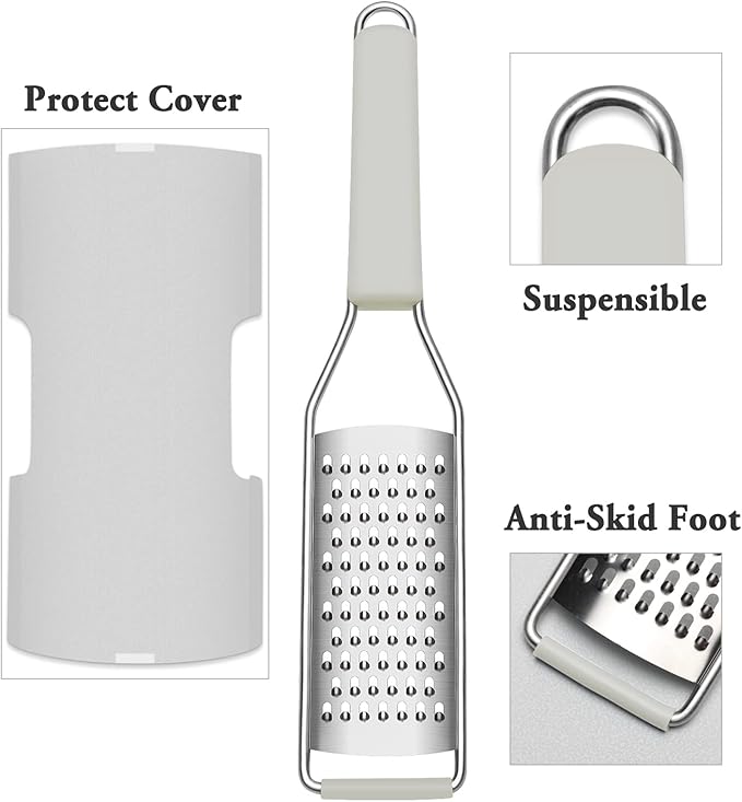 Cambom Cheese Grater Citrus Zester Lemon Zester Pack of 3-304 Stainless Steel - A Sharp Tool for Parmesan Cheese, Ginger, Garlic, Nutmeg, Chocolate, Vegetables,Fruits,Dishwasher Safe Clear