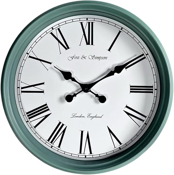 Fox and Simpson Extra Large 50cm / 20-Inch Grand Central Station Wall Clock in Duck Green