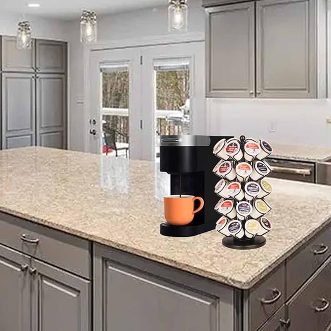 BLACKSMITH FAMILY K Cup Holders,K Cup Holder, K Cups Holder,K Cup Carousel, Coffee Pods Holder Storage Organizer Stand,No Assembly Required,Black (Deluxe Version,40 Pods Capacity)