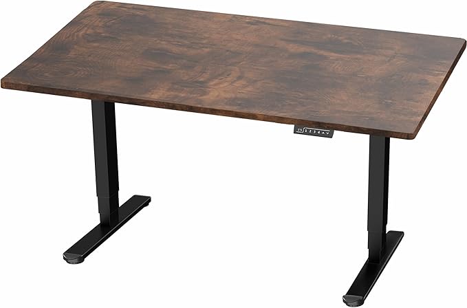 VIVO Electric 55 x 28 in Dual Motor Sit Stand Desk, Memory Height Adjustment, 2B Series, Rustic Vintage Brown Top Black Frame, DESK-KIT-2B55N