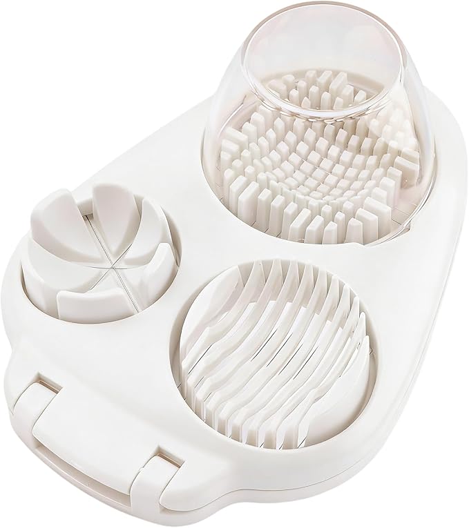 3 in 1 Boiled Egg Slicer, Manual Egg Slicer for Hard Boiled Eggs, 3 Slice Modes Chopper Cutter Stainless Steel Dicer, Kitchen Gadget for Butter Strawberry Tomato, Labor Saving