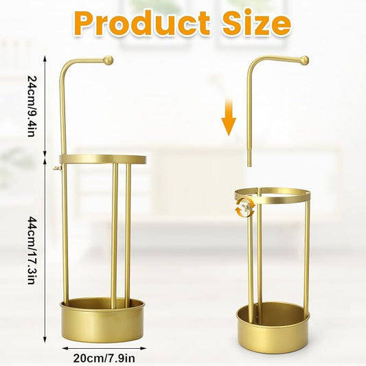 Golden Rust Proof Umbrella Holder, Entrance Drain Umbrella Bucket, Steel Circular Umbrella Holder, Umbrella Storage Rack, Suitable for use in Homes, Offices, Hotel Lobbies (Gold)