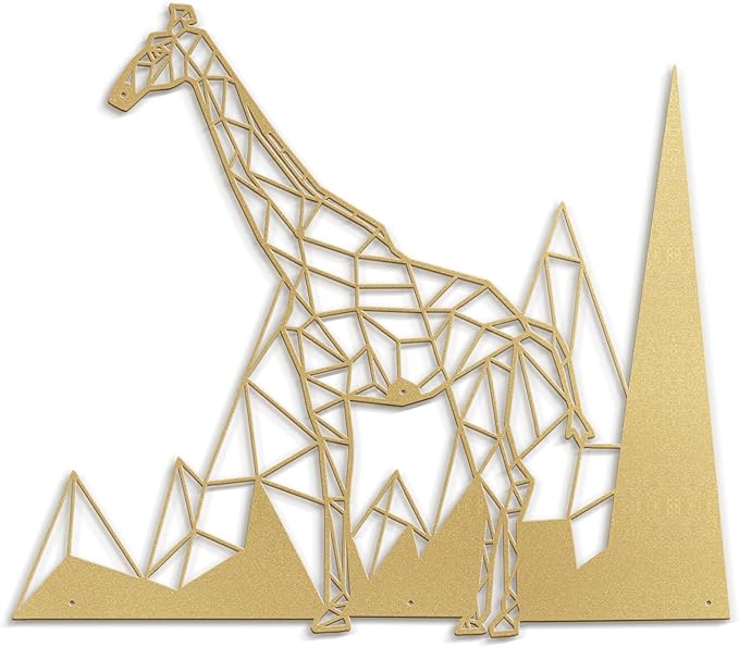 SIGNLEADER Metal Wall Art Decor Giraffe Safari Animal Modern Abstract Wall Sculpture Hangings Home Decoration for Living Room, Bedroom, Bathroom, Kitchen, Outdoor - 30" Gold