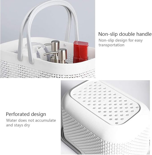 UUJOLY Plastic Organizer Storage Baskets with Handles, Shower Caddy Bins Organizer for Bathroom and kitchen(White)