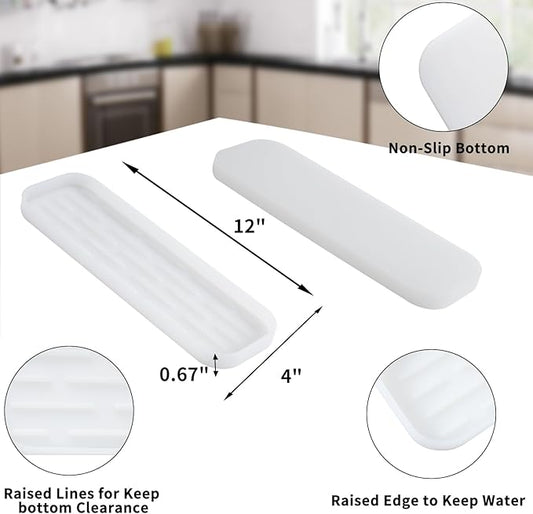 MicoYang Silicone Kitchen Sink Organizer Tray for Multiple Usage,Easy Clean Sponges Holder for Kitchen Bathroom Counter or Sink,Dish Soap Dispenser,Scrubber,Bottle,Cup Translucent 12" x 4”
