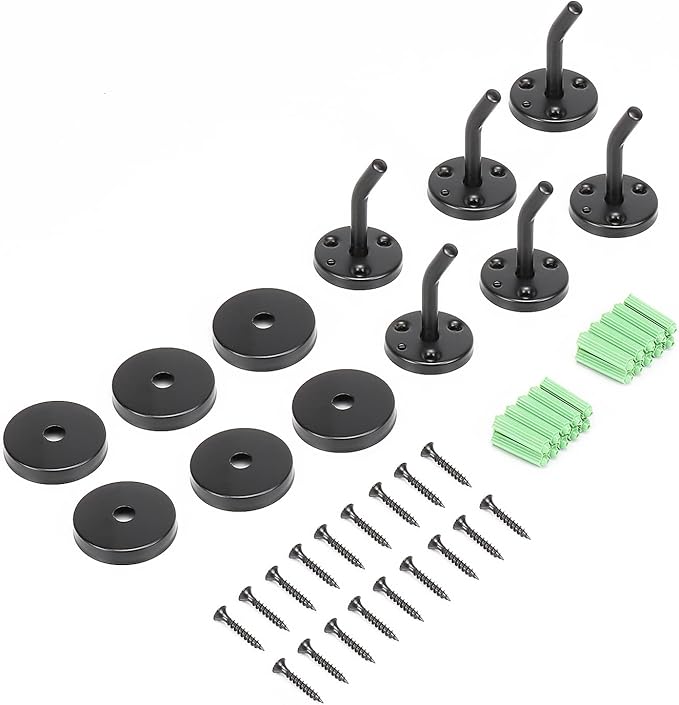 NearMoon Coat Hooks, Wall Mount Hooks for Hanging Hat Hurse Robe, 304 Stainless Steel Heavy Duty Towel Hangers for Bathroom Livingroom Hotel Kitchen Garage, 6 Pack (2 Inch, Matte Black)