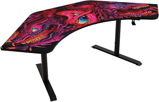 Arozzi Arena Angelo L Shaped GamingDesk, PC Gaming Desk L Shape, Height Adjustable L Shaped StandingDesk for Home Office, ComputerDesk with Full Coverage Mouse Pad (Crawling Chaos)