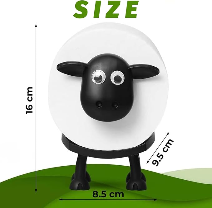 Generic Sheep Toilet Paper Holder, Cute Paper Towel Storage Rack, Wall-Mounted Paper Towel Basket, Black (3)