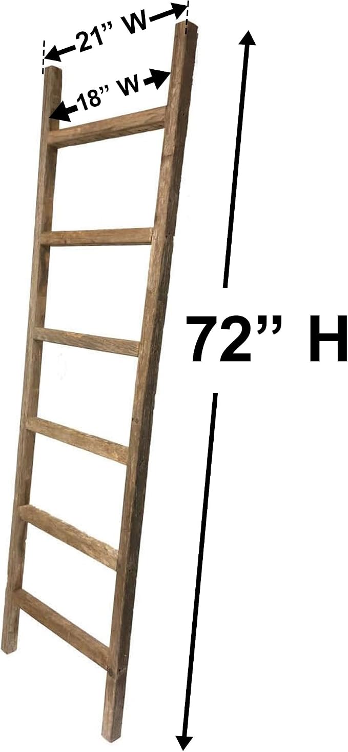 BARNWOODUSA Rustic Farmhouse Decorative Ladder - Our 6 ft Ladder can be Mounted Horizontally or Vertically and is Crafted from Upcycled Wood No Assembly Required Rustic Red