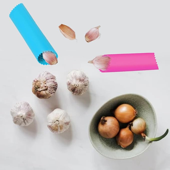Garlic Peeler Set, 10 Pieces Silicone Garlic Roller Garlic Peeler Tube Easy Garlic Peeled Tool Skin Remover Roller Keeper Convenient for Kitchen Use