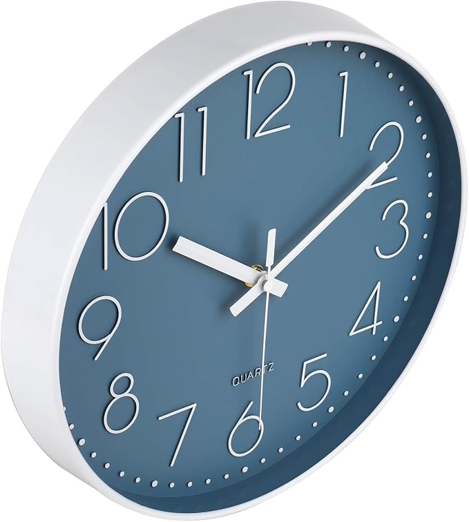 jomparis 13 1/2 Inches Blue Wall Clock Modern Style Indoor Outdoor Decor Clocks for Pool Patio Home Bedroom Living Room