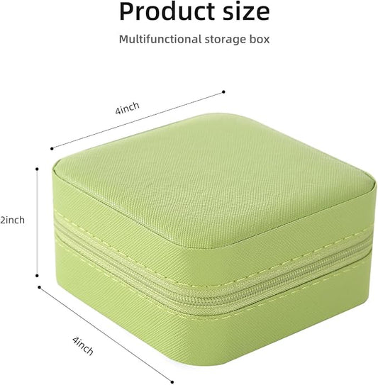KElofoN Travel jewelry case Travel jewelry box Travel Jewelry Organizer Small Jewelry Organizer Box Gift for Girls Women with Mirror(Grass green)