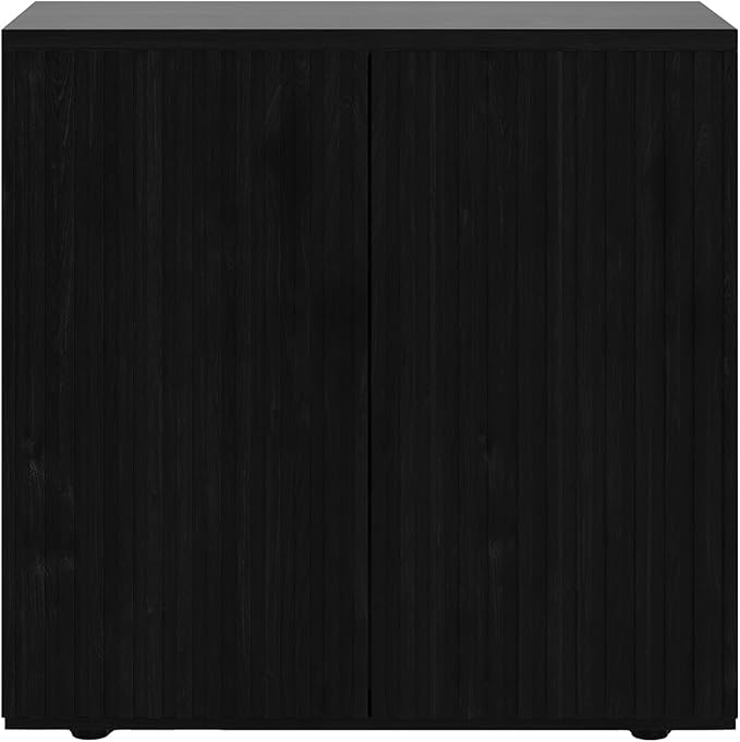 Rophefx Fluted Sideboard Cabinet, Buffet Cabinet with Storage, Credenza Storage Cabinets with Adjustable Shelf, Wood Entryway Cabinets with Pop-up Doors for Living Room, Entryway, Hallway, Black Grey