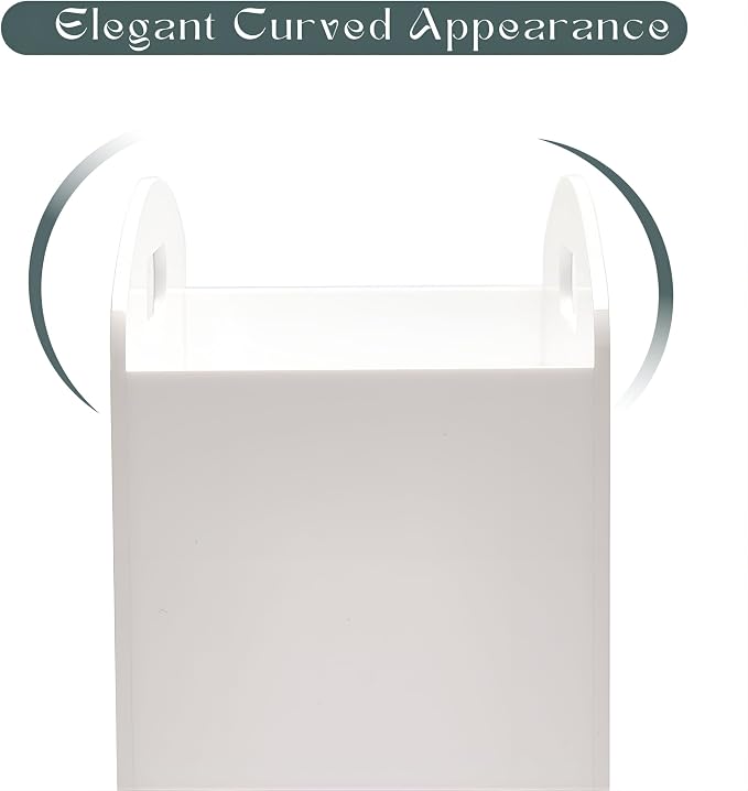 White Magazine Holder - Acrylic Magazine Rack Floor, Newspaper Stand with handles, Modern Lucite Magazine and Book Basket Box for Bathroom, Bedroom, Living Room