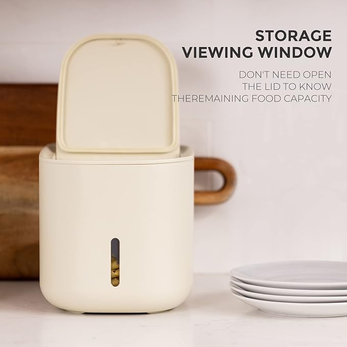 Zuutii Rice Storage Container, Dry Food Storage Bin, Pet Dog Cat Food Dispenser, 6.9Qt Large Storage Bin with Lid, Airtight Silicone Sealed & Moisture Proof, for Grain Cereal Soybean Corn (Lightcream)
