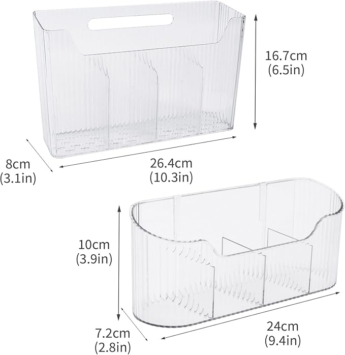 2 Pack Foil and Plastic Wrap Storage Rack, Adhesive Aluminum Foil Organizer for Cabinet Door and Pantry, Space-Saving Wrapping Paper Storage for Kitchen Cabinets, No Drilling, Clear