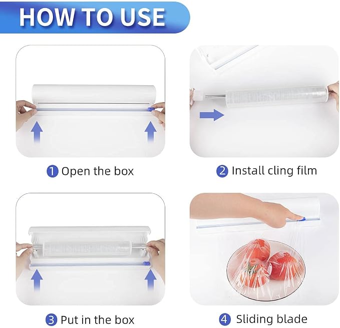 Refillable Plastic Wrap Dispenser with Slide Cutter, Fovanga cling wrap with slide cutter for 250ft Tin Aluminum Foil Dispenser
