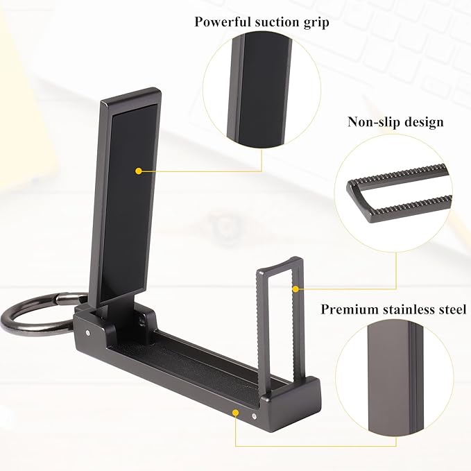 Purse Hook for Table Desk Folding Handbag Holder Mobile Phone Stand Holder for Women Men (New Upgrade-Black)
