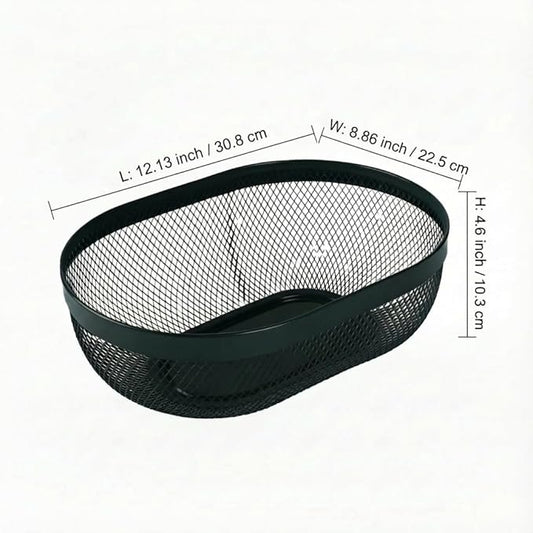 XIKEMADI Oval Metal Mesh Basket - Elegant Multi-Purpose Kitchen Fruit & Snack Storage Organizer, Ideal for Countertop, Entertaining & Gift Giving (Dark Green)