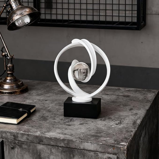 AWNR Gold Abstract Sculpture House Decor Aesthetic - Home Décor Accents for Nightstand, Shelves, Dining Room, Entryway Table, Office, Desk Accessories (White)
