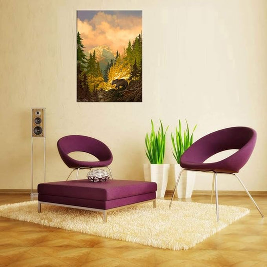 arteWOODS Canvas Wall Art Decor Grizzly Bear for Bedroom Living Room Forest Rocky Mountain Modern Canvas Artwork Contemporary Picture Prints for Office Wall Decoration 16" x 24"