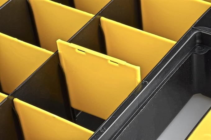 SE Adjustable 26-Compartment Plastic Storage Box - 18x12x3 Inch Organizer with Triple Lock, Translucent Lid, and Sturdy Handle - Ideal for Tools, Crafts, and Small Parts