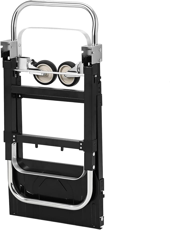 GarveeTech 2 in 1 Convertible Hand Truck Dolly, 660 LBS Load Capacity Folding Cart with Wheels, Elastic Straps, Carbon Steel Collapsible Dolly Cart for Home, Warehouse, Supermarket, Office