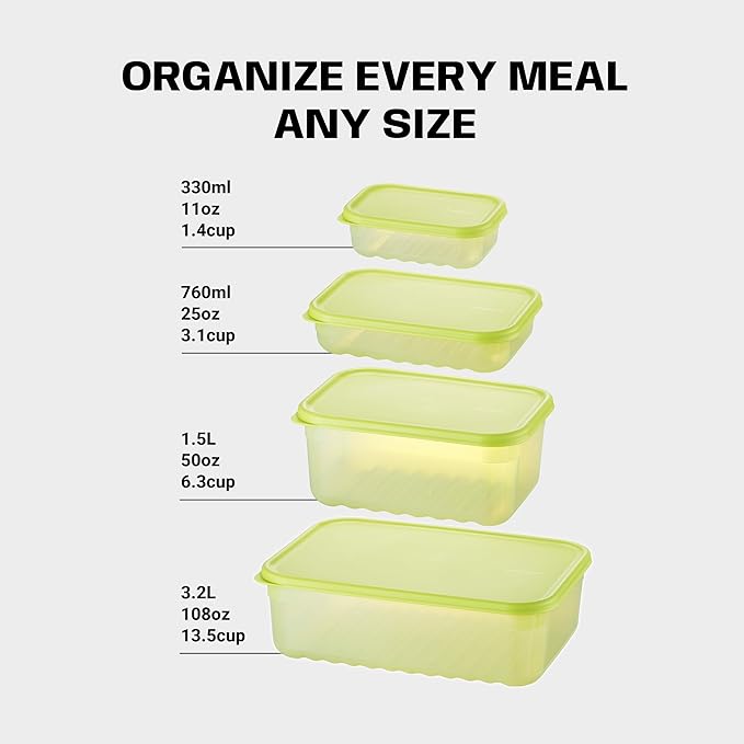 LocknLock HLE5600 Fresh-Block Plastic Food Storage Container with Lid for Fruits, Veggies, Produce, Meal Prep, Leftovers, BPA-Free, Airtight, Leakproof, Microwave, Dishwasher, Freezer-Safe, 3.2L