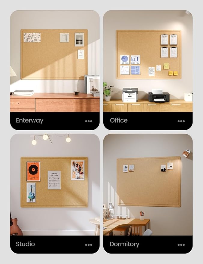 Fluxynara Large Bulletin Board, 47.2" x 35.4"Cork Board Alternative with 24 Safe Removable Adhesive Tabs, Foldable Felt Pin Board for Home Office, Classroom, Bedroom,Entryway for Walls— Mustard Yellow