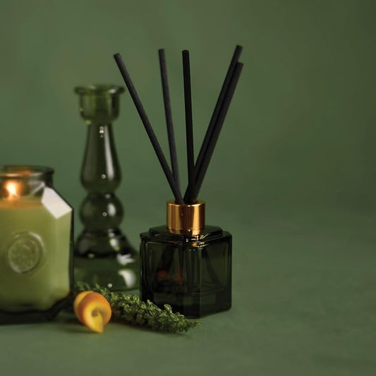 Paddywax Botanica Scented Oil Diffuser with Reeds in Reusable Greeen Glass Bottle, Tubed Gift Box, Includes Diffuser Sticks, Long-Lasting Fragrance, Reusable & Upcyclable, Wild Neroli, 2.8 fl oz