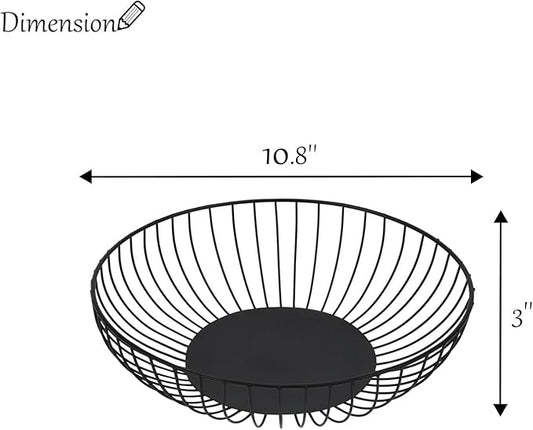IBWell Antique Large Fruit Basket for Kitchen Modern Fruit Bowl for Home Decor Fruit Holder for Kitchen Countertop Black Wire Basket for Fruit Vegetable Snacks Produce