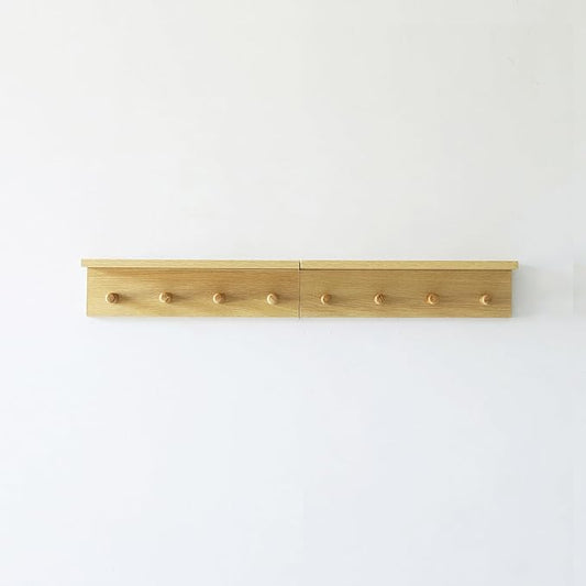 Entrance Coat Rack ,Coat Hooks, Wall-Mounted Wooden Hook Rack, Wall-Mounted Shelves(Oak Color Finish—A-2)