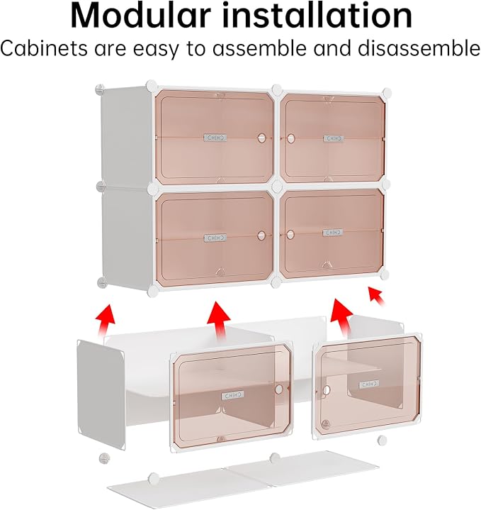MAGINELS 6-Tier Shoe Rack,Expandable Plastic Shoe Cabinet. Shoe Storage with Door,Entryway, Closets, Hallway, and Bedroom.Accommodates Up to 24 Pairs of Shoes.Grey (6 Tier 24 Pairs(White))