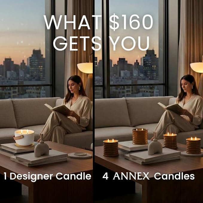 Annex Tobacco, Vanilla & Amber Luxury Scented Candle - Handmade Ceramic Jar - 50hr Clean Burn, Non-Toxic Soy Wax - Aesthetic Home Decor Winter Gift for Men & Women - Oud & Sandalwood