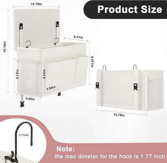 Edudif Dual-purpose Bedside Caddy Bedside Organizer, Bed Caddy with 6 Pockets, Versatile Bedside Storage Solution Magazine Remotes holder, ideal for Home, Dorm, Hospital, Crib Bed