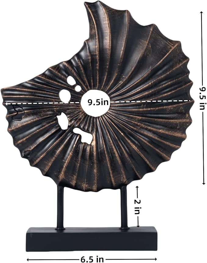 LuckySunDecorQZ Unique Round Coin Sculpture Decorative Objects for Shelf Home Decor Accents, Modern Abstract Tabletop Decor Items for Living Room Fireplace Mantel, Above Cabinet (Black L)