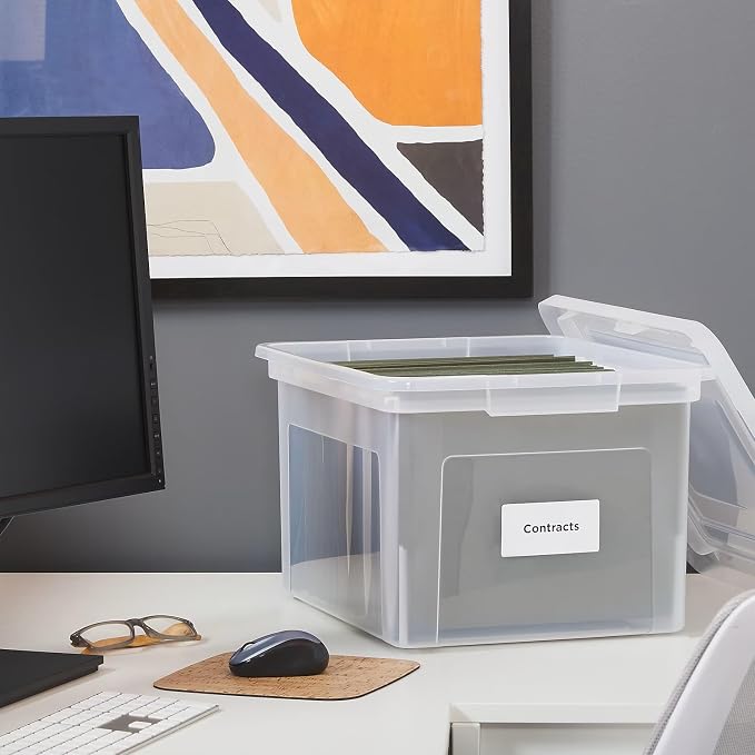 STAPLES File Box Plastic File Box Snap, Letter/Legal Size, Clear, 2/Pack