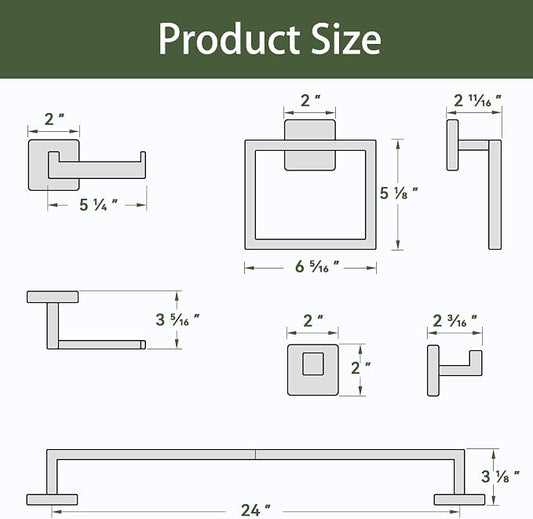 10-Pieces Matte Black Bathroom Accessories Set, 24 Inch Bathroom Hardware Set, SUS304 Stainless Steel Bath Towel Bar Set, Towel Racks for Bathroom Wall Mounted