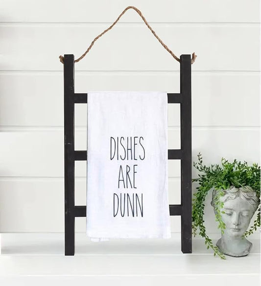 Joy Choice Farmhouse Style 16" Wood Blanket Ladder - 3-Tier Wall Hanging Rack for Living Room, Kitchen, Bathroom (Black)
