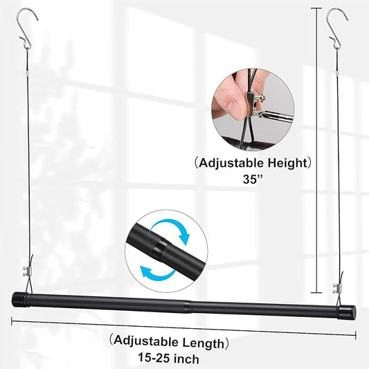 INFLATION Adjustable Closet Rod 15-25 Inch Width, 35 Inch Height Black Stylish Clothes Rack, Perfect Organizer With Tension Rod Fits Hangers Ideal For Women, Men and Kids