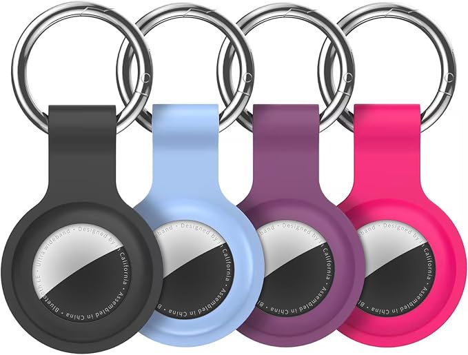 Compatible with AirTag Holder Case Keychain 4 Pack, for AirTag 1st & 2nd Generation Key Chain Ring Case Cover for Air Tag Holder GPS Tracker Item Air Tags Finders Air Tagholder for Kids,Bags,Luggages