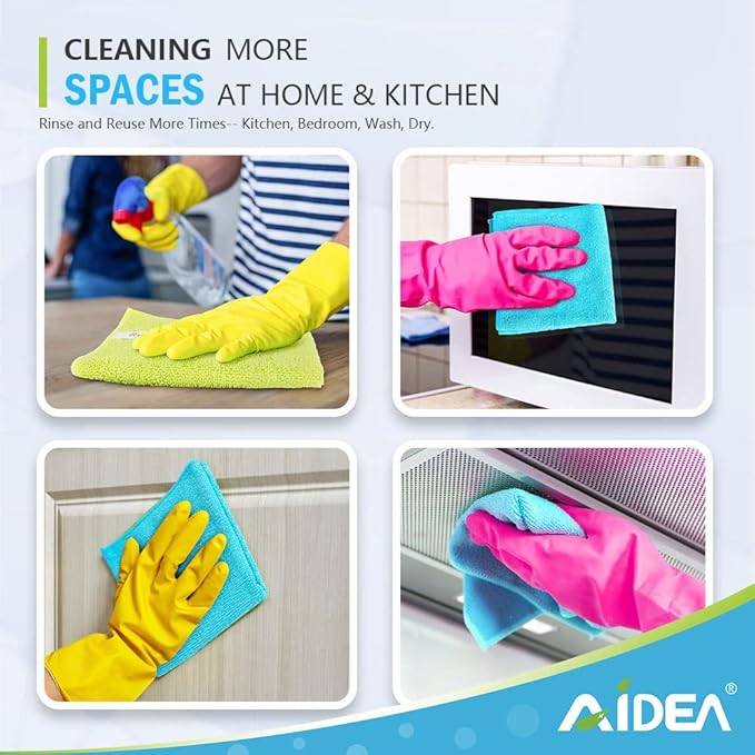 AIDEA Microfiber Cleaning Cloth-100PK, Soft Microfiber Towels for Cars, Absorbent Cleaning Rags, Lint-Free Streak-Free Wash Cloths for House, Kitchen, Window(12in.x12in.)
