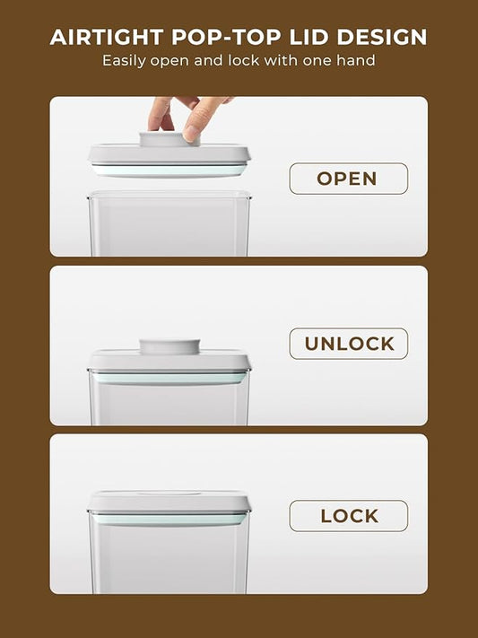 Cereal Containers Storage, 2 Pack Rice Holder, 4.22 Qt - 6 Lbs Food Storage Container Bin with Pop-up Lid for Rice Flour Sugar, Dry Food Holder for Kitchen Pantry Organization and Storage