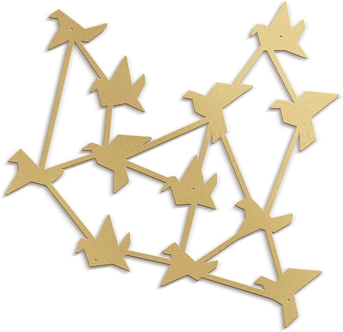 SIGNLEADER Metal Wall Art Decor Free Birds Modern Abstract Wall Sculpture Hangings Home Decoration for Living Room, Bedroom, Bathroom, Kitchen, Outdoor - 18" Gold