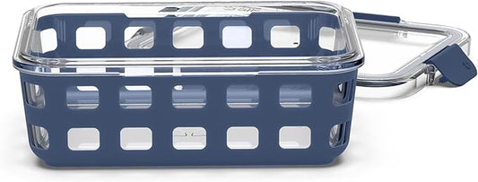 Ello Duraglass Meal Prep Container, 5 cup- Glass Food Storage Container with Silicone Sleeve and Airtight BPA-Free Plastic Lid, Dishwasher, Microwave, and Freezer Safe, Midnight
