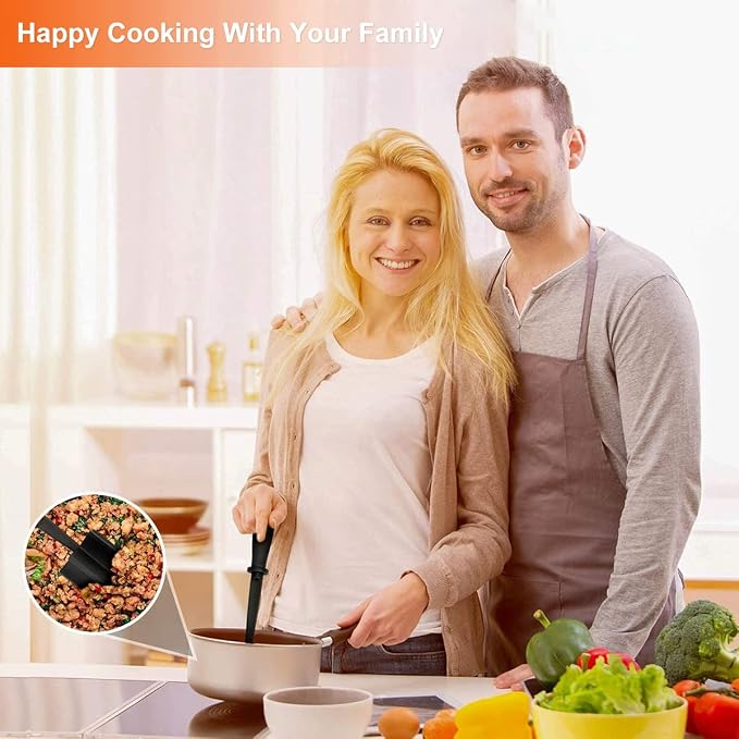 3Pcs Meat Chopper,Heat Resistant Up to 450°F Nylon Meat Masher with 5 Curved Blades & Non-Slip Handle,Ground Beef Chopper Tool for Hamburger,Non-Stick Masher for Kitchen,Dishwasher Safe