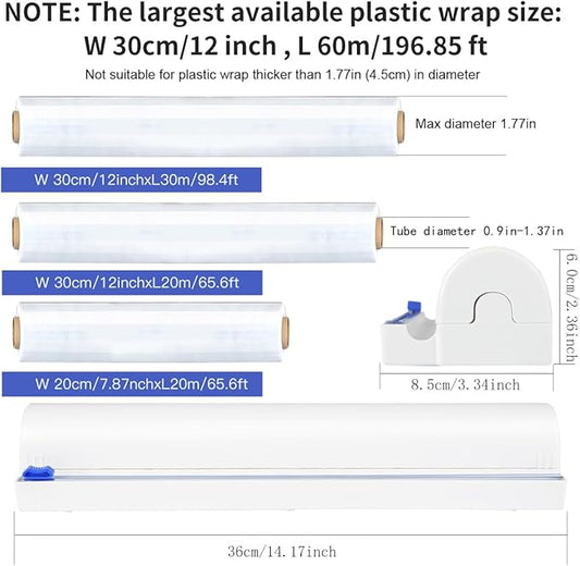 Refillable Plastic Wrap Dispenser with Slide Cutter, Fovanga cling wrap with slide cutter for 250ft Tin Aluminum Foil Dispenser