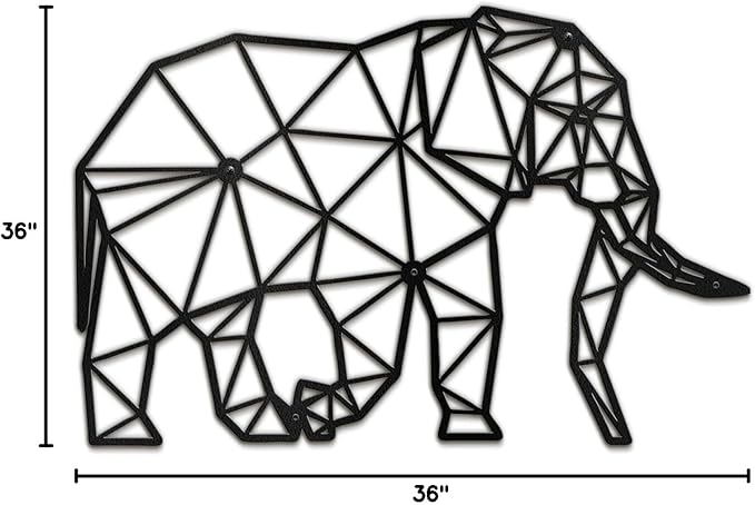 SIGNLEADER Metal Wall Art Decor Pregnant Elephant Modern Abstract Wall Sculpture Hangings Home Decoration for Living Room, Bedroom, Bathroom, Kitchen, Outdoor - 36" Black