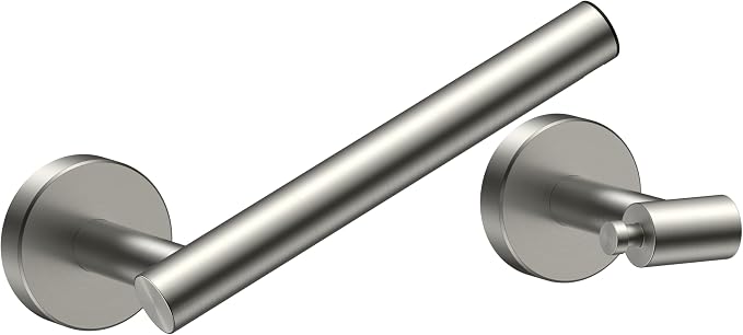 FORIOUS Toilet Paper Holder Wall Mount, Stainless Steel Rustproof Double Post Pivoting Tissue Roll Holder for Bathroom, Commercial Toilet Paper Dispenser (Brushed Nickel, Classic)
