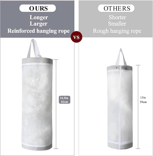 TOGETRUE Plastic Bag Holder, Mesh Grocery Bag Holder Hanging Storage Bag Dispenser (White 2 Packs)